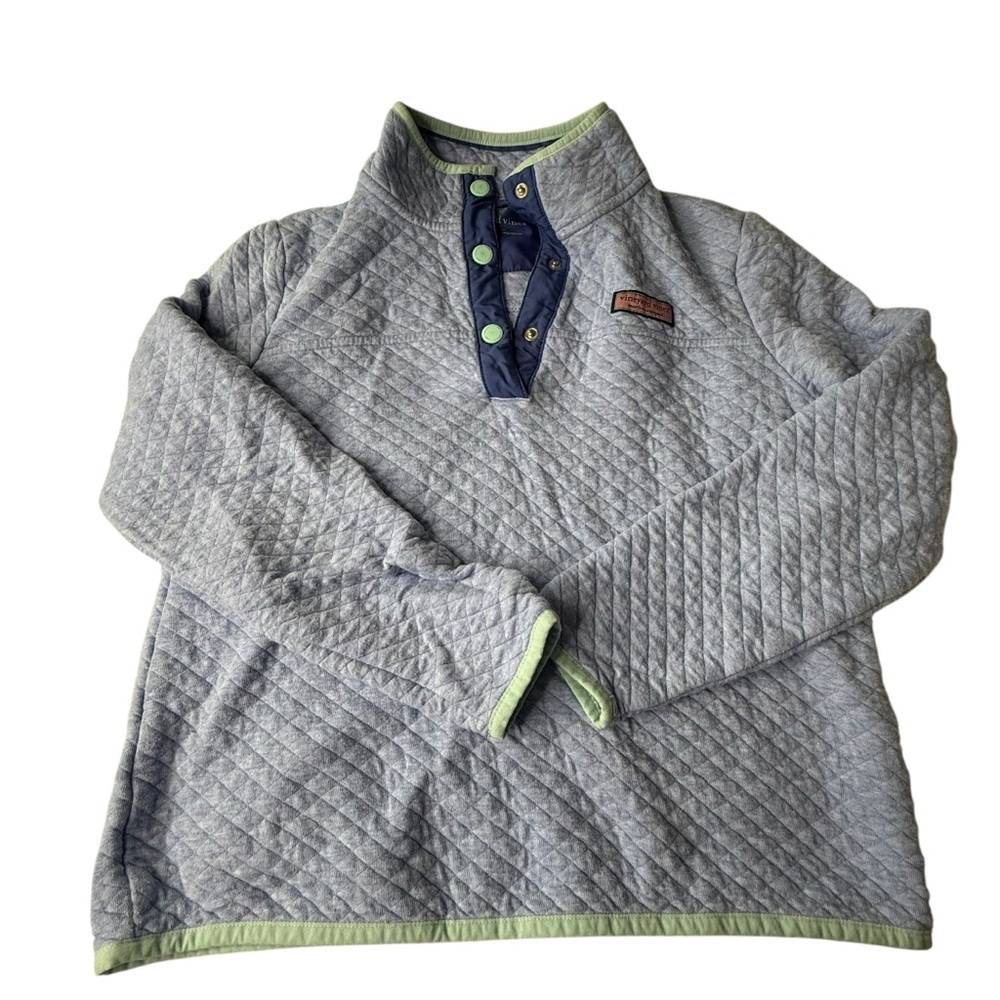 Women's Vineyard Vines 1/4 button dreamcloth blue quilted shep shirt XS